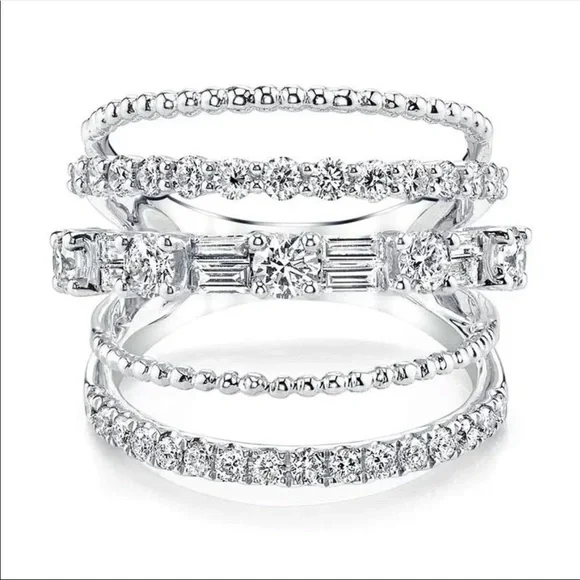 New Women’s Stackable 925 Silver Diamond Ring 💍 - Picture 2 of 5